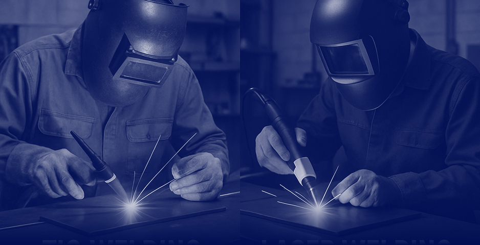 TIG vs. laser welding, make two different workers each doing some of these process