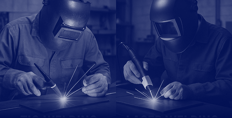 TIG vs. laser welding, make two different workers each doing some of these process