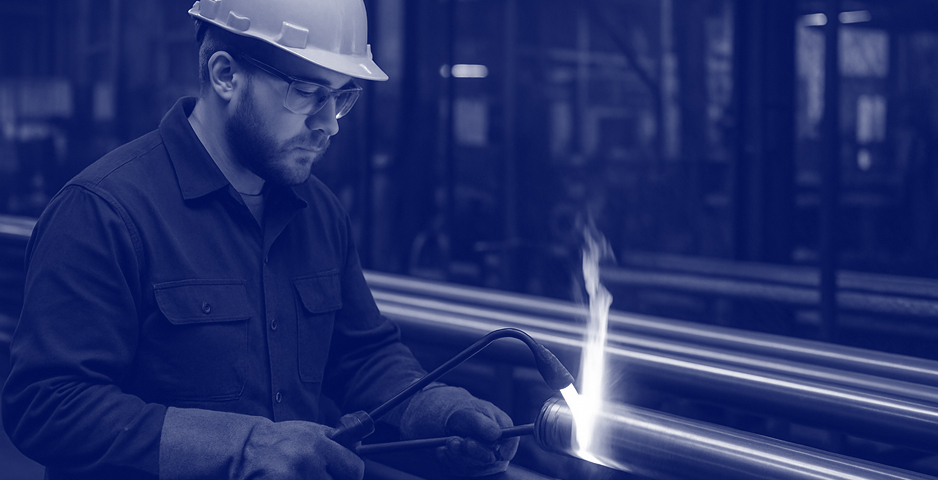 Annealing of stainless steel pipes make som worker to doing this type of factory processing