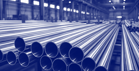 Stainless steel pipes at factory